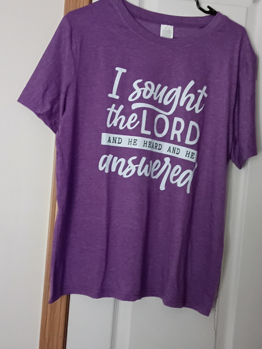 Source Unknown Purple Graphic Tee "I Sought the Lord"